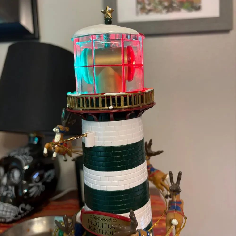 Vintage Mr. Christmas Holiday Lighthouse Rotating Light Missing pieces *READ